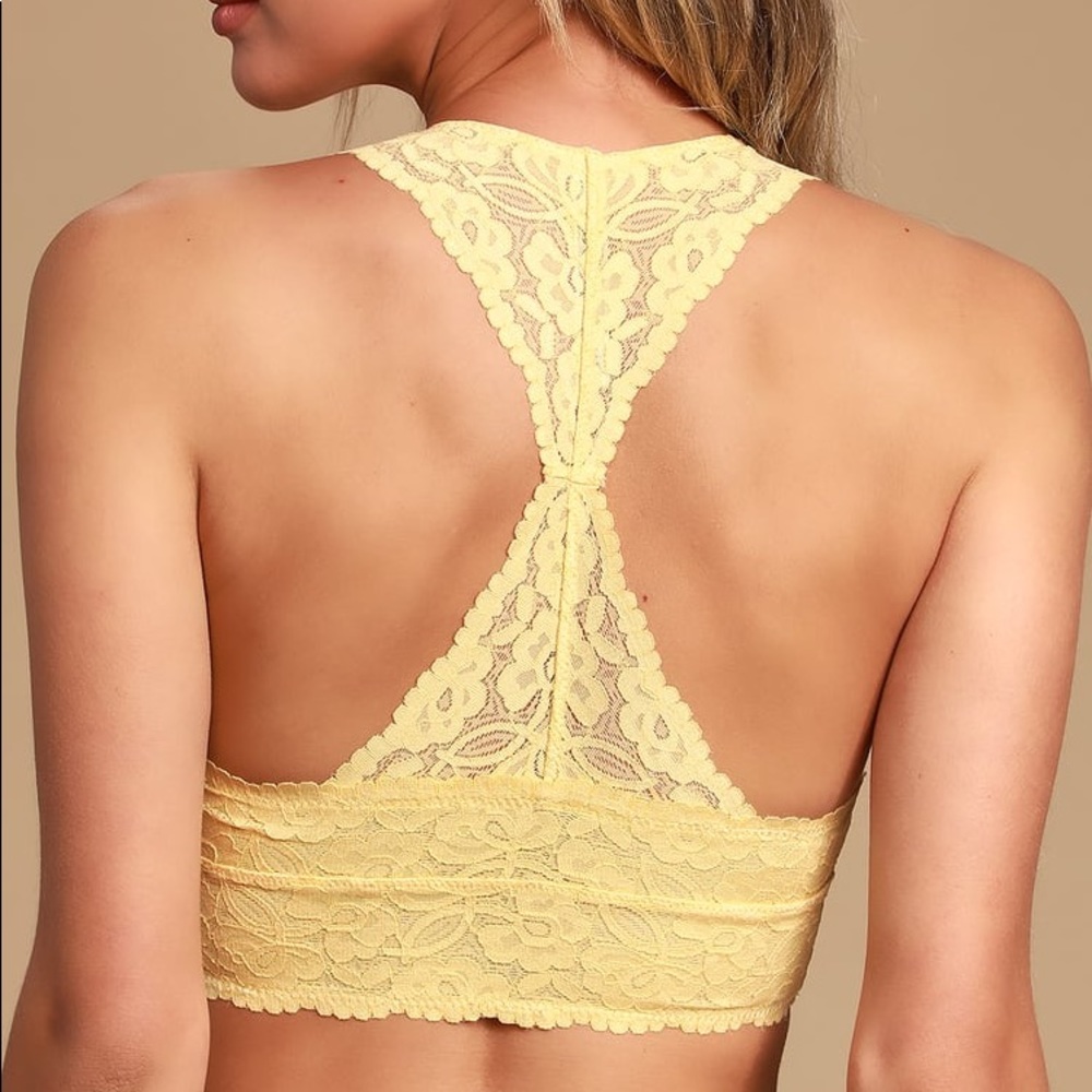 Free People Galloon Racerback Bralette Yellow - Picture 3 of 4